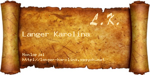 Langer Karolina névjegykártya